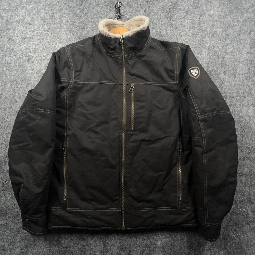 Kuhl Men's Burr Brown Patina Dye Fleece Lined Canvas Zip Jacket Size M